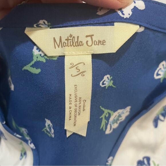 Matilda‎ Jane Blue Floral Crochet Lace Boho Tunic Dress Women’s Small - Picture 2 of 12